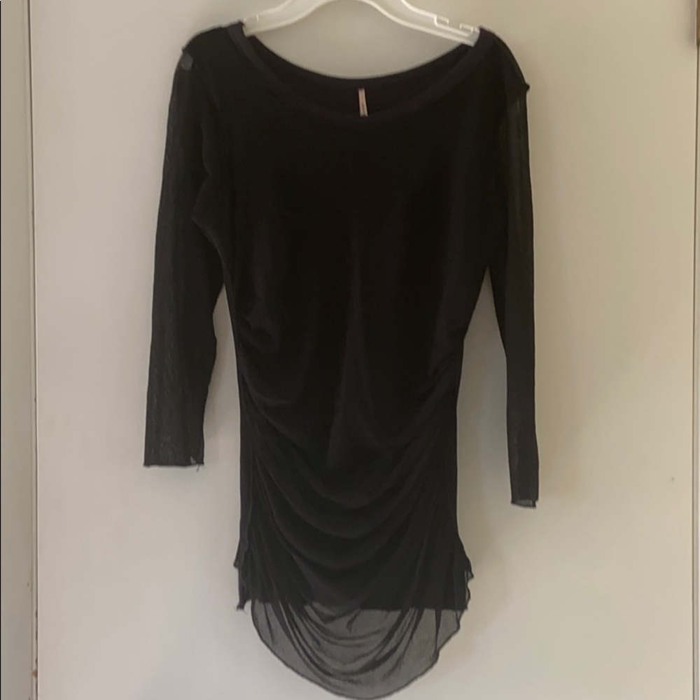 Black Long Sleeve Rouched Top